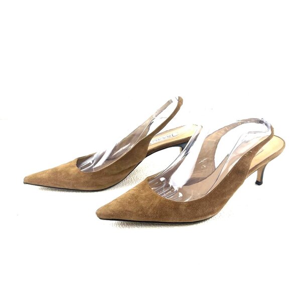Isaac Mizrahi Womens 10M Camel Brown Career Suede 2.5" Slingback Pumps Heels - Picture 5 of 13